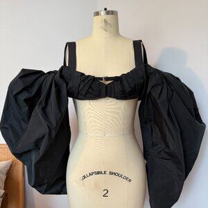 JACQUEMUS Le Haut Crinoline Bra Black Size 32 Puffy Ballon Volume Long Sleeve